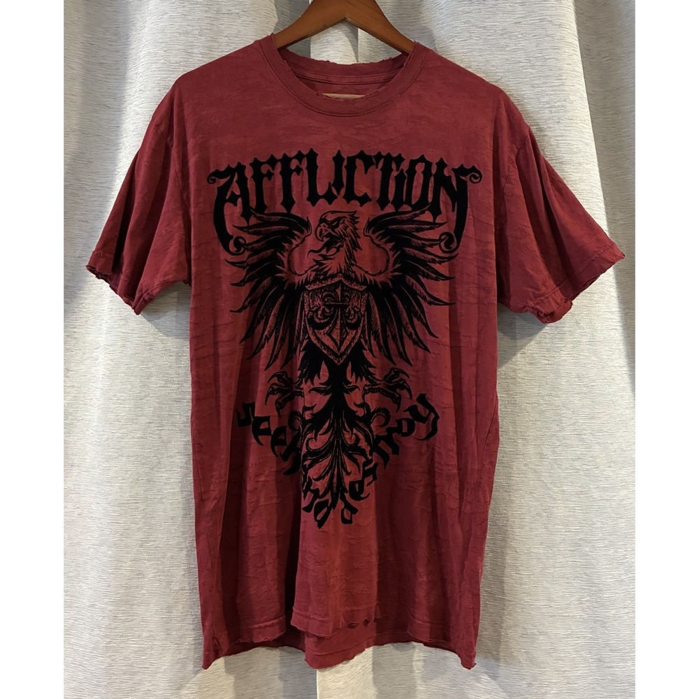 Affliction Live Fast Find Seek & Destroy T-Shirt Grunge Size XL